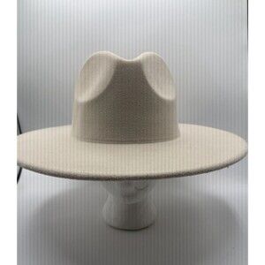 Free People Hat Ivory Clean Slate Felt Western Alabaster Boho Retro One Size New